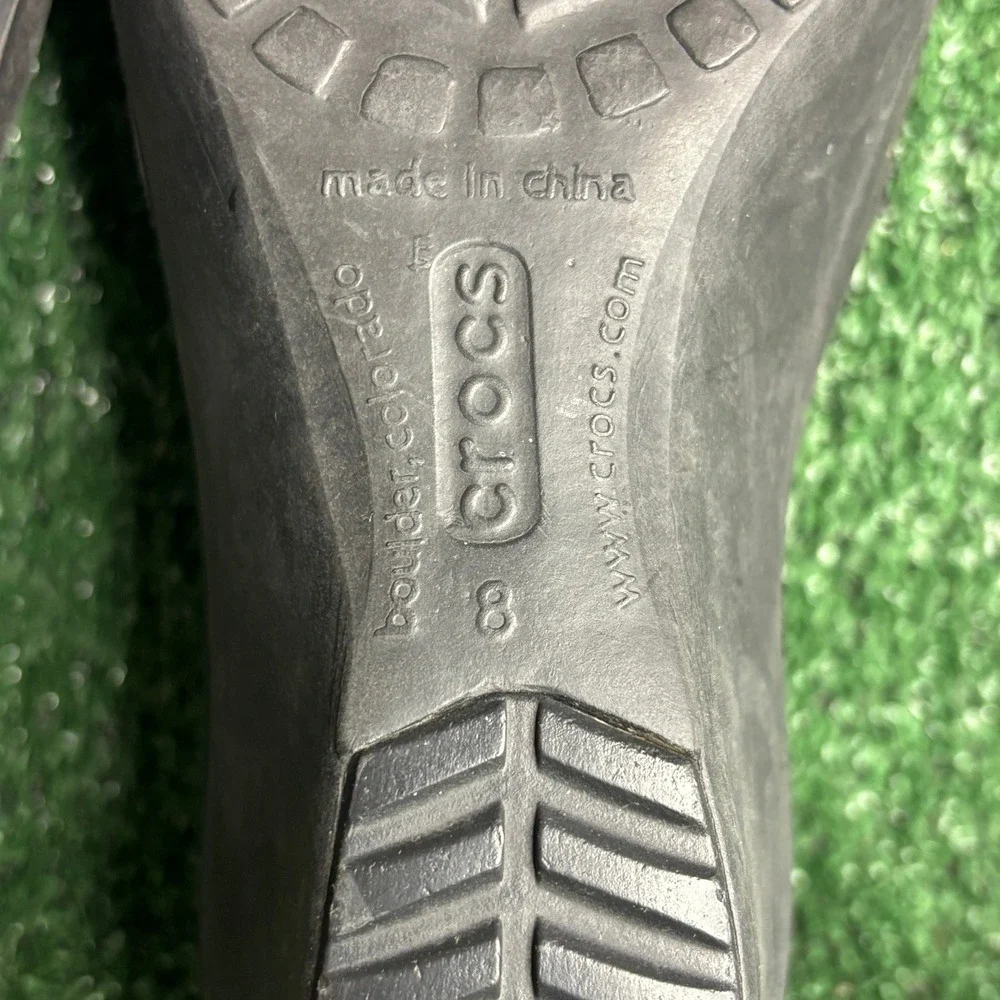 Crocs‎ Wedge Heel Open Toe Slide Comfort Lightweight Sandals Black Womens Size 8